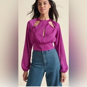 Venus NWT SZ 12 Elegant Women's Fuschia Pink Criss Cross Blouse